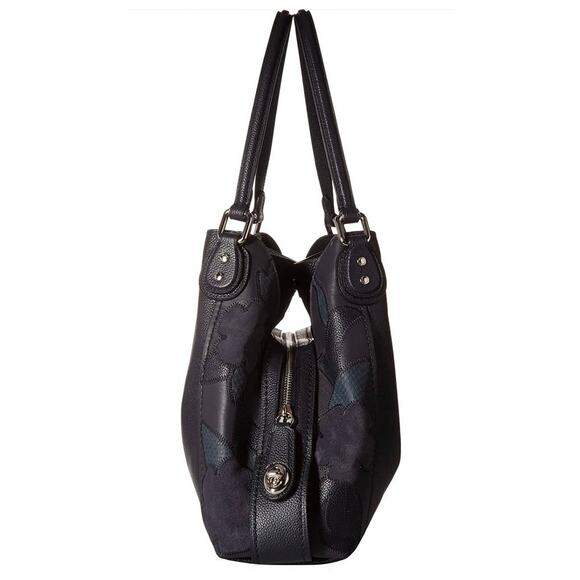 Coach Eddie 31 Medium Shoulder Leather Bag/Purse Navy Blue Patchwork and Silver - Picture 6 of 14